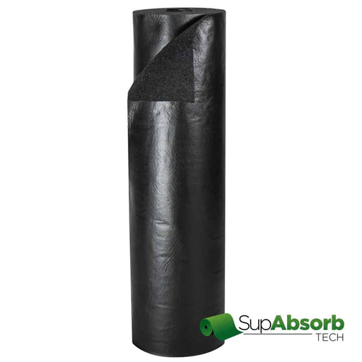 SupAbsorbTech BSM Barrier Spill Absorbent Mat roll - waterproof-backed reusable industrial sorbent, 90% recycled meltblown polypropylene